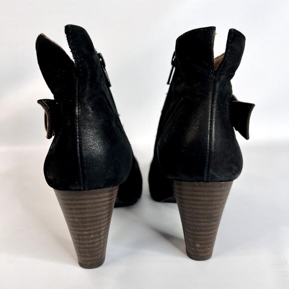 Paul Green Karla Booties US 6 UK 3.5 Black Nubuck Leather Ankle Strap Chunky Lug - Picture 6 of 10